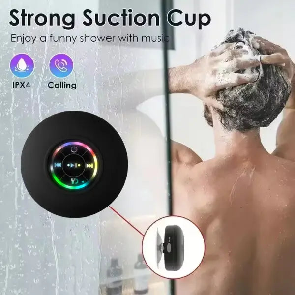 Waterproof Bluetooth Shower Speaker with Suction Cup & RGB