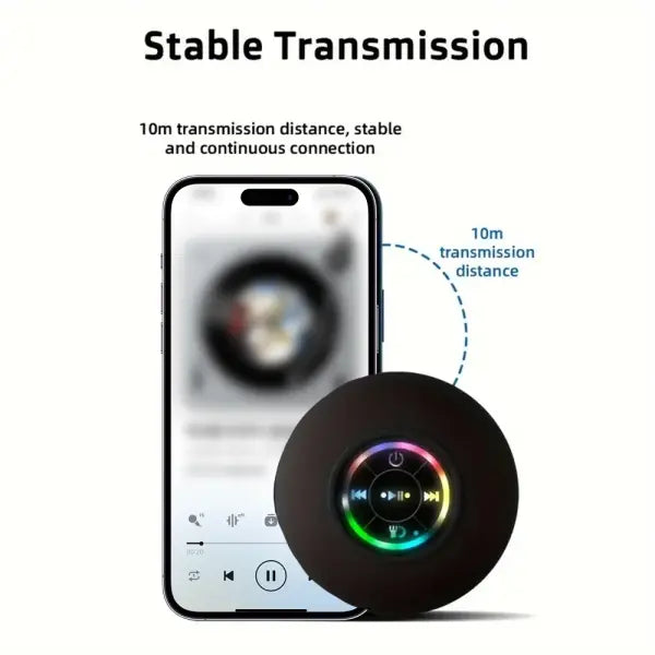 Waterproof Bluetooth Shower Speaker with Suction Cup & RGB