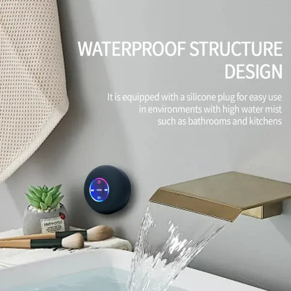 Waterproof Bluetooth Shower Speaker with Suction Cup & RGB