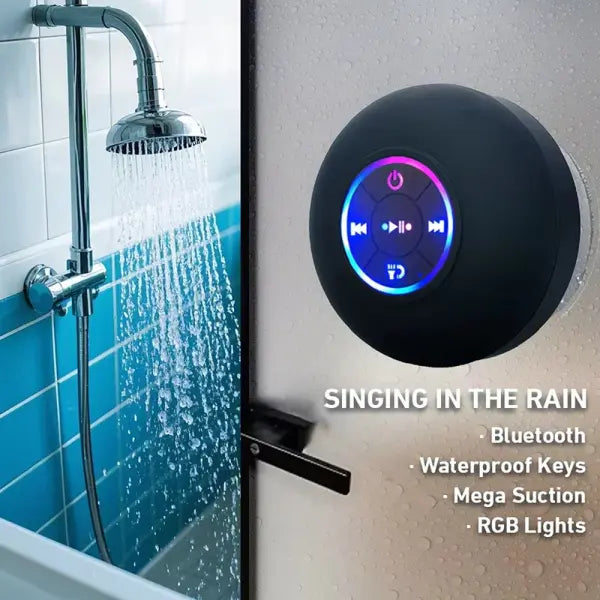 Waterproof Bluetooth Shower Speaker with Suction Cup & RGB