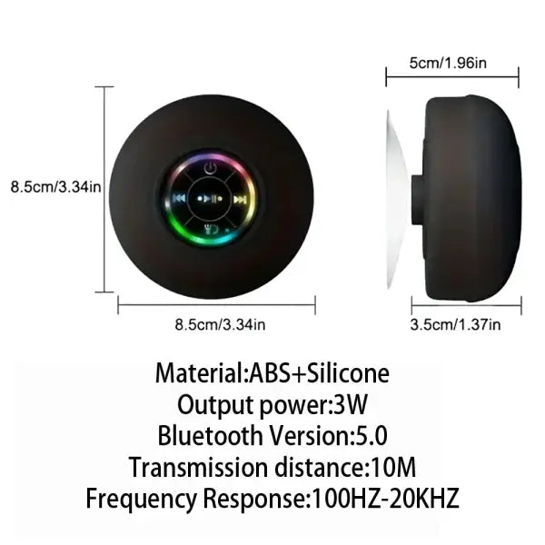 Waterproof Bluetooth Shower Speaker with Suction Cup & RGB